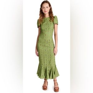 RHODE Lulanj Dress in Needlepoint Bouquet Clover